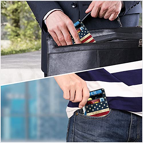 FINTIE Slim Front Pocket Wallet, RFID Blocking Credit Card Holder - color: US-Flag