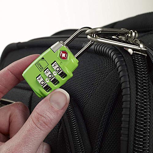 Lewis N. Clark Travel Sentry TSA-Approved Luggage Lock, Large 3 Dial Combination with Easy Read Dials - Green - color: Green