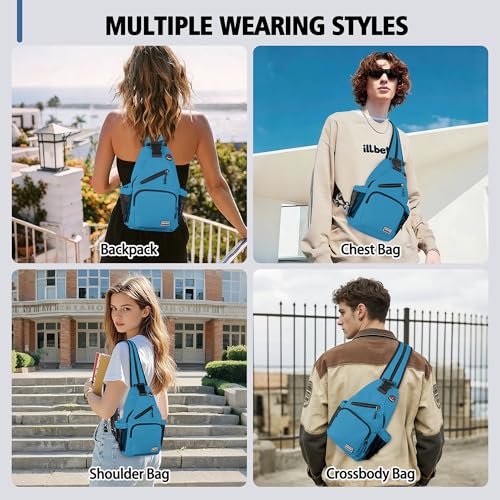 Geestock Convertible Sling Bag Crossbody Backpack for Women Men, Blue - color: Blue, size: Large