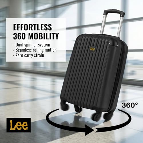 Lee Carry On Luggage with Wheels, 21" TSA Approved Hard Shell Suitcase - color: Black