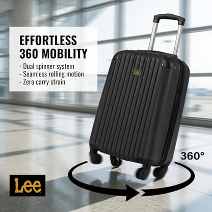Lee Carry On Luggage with Wheels, 21" TSA Approved Hard Shell Suitcase - color: Black
