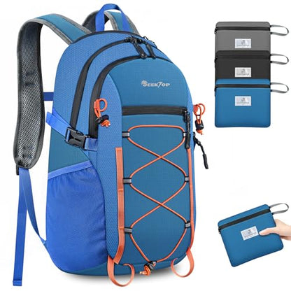 Seektop Packable Waterproof Hiking Backpack, 20L Lightweight Daypack | Tear-Resistant Nylon Material, Multi-Compartment Storage, Ultralight Small Foldable Travel Hiking Daypack for Men & Women - color: Blue