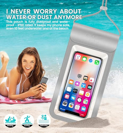 HiRui Waterproof Phone Pouch, Silver, X-Large - color: Silver, size: X-Large