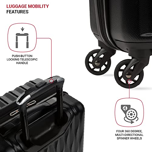 SwissGear 8018 Expandable Luggage, Hard Shell Carry-On Luggage with Spinner Wheels - color: Black, size: Carry-On 20-Inch