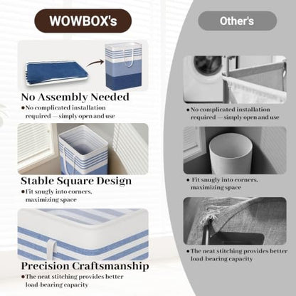 WOWBOX 2 Pack Laundry Baskets, Collapsible Dirty Clothes Laundry Hampers - color: Blue, size: 125L