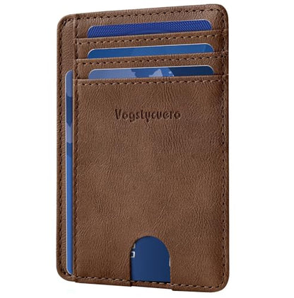 Front Pocket Thin Wallet for Men Women RFID Blocking Credit Card Holder Card Cases Slim Minimalist Wallet with Gift Box (Alaska Brown) - color: Alaska Brown