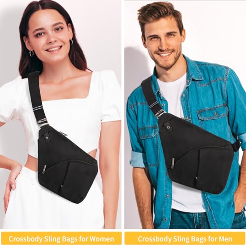 OSOCE Sling Bag for Men, RFID Blocking, Quick-Release Buckle, Black, 2.0L - color: Black 2.0, size: Large