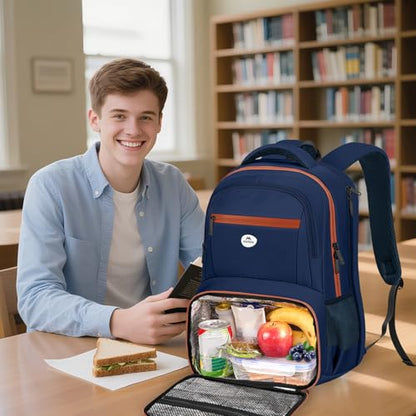 MATEIN Laptop Backpack with Cooler Compartment, Large Meal Prep Backpack - color: Blue-orange, size: 17 Inch