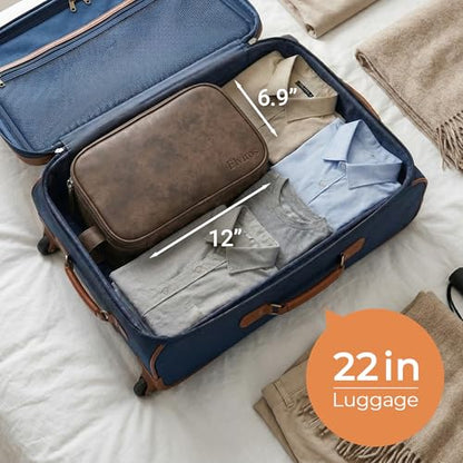 Elviros Toiletry Bag for Men PU Leather Shaving Dopp Kit (Large, Chocolate) - color: Dark Coffee, size: Large (Pack of 1)