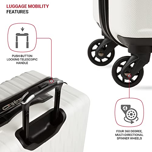 SwissGear 8018 Hardside Expandable Luggage with Spinner Wheels, White, 3-Piece Set (20/24/27) - color: White, size: 3-Piece Set (20/24/27)