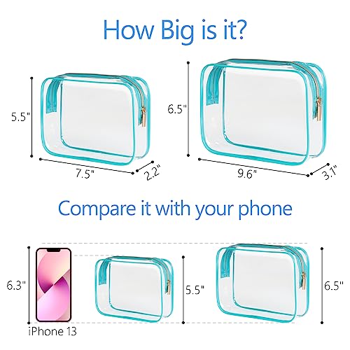 PACKISM Clear Makeup Bag for Travel - TSA Approved Toiletry Bag, Green - color: Turquoise, size: Medium Set