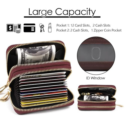 imeetu RFID Credit Card Holder, Small Card Wallet Women, Leather Card Case - color: Max - Purple Coffee, size: Max