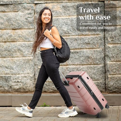 OLIXIS 20 Inch Carry-On Luggage, Hardside Suitcase with Spinner Wheels, Lightweight ABS Hard Shell Travel Luggage, TSA Approved Lock, Expandable Small Suitcase for Business & Travel–Pink - color: Pink, size: 21 IN