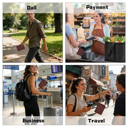 Passport Holder for Travel Wallet,RFID Detachable Wrist Strap Wallet - color: Brown