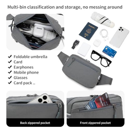 Small Fanny Pack for Women Men,Water Resistant Waist Pack with RFID,Gray - color: Gray