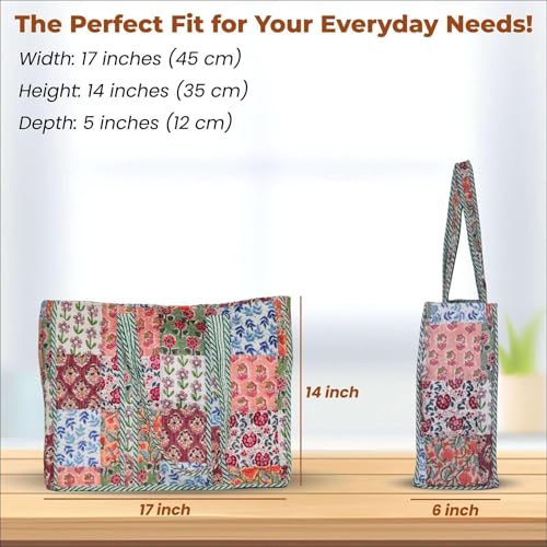 Women’s Cotton Tote Bag – Lightweight Floral Quilted Shoulder Tote for Daily Use - color: Bag 1