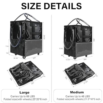 Large Reusable Grocery Bag On 5 Wheels, 130L Foldable Rolling Tote Bag - color: Black, size: Large