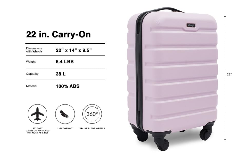 Wrangler 22" Hardside Spinner Carry-On Luggage, Lilac - color: Lilac