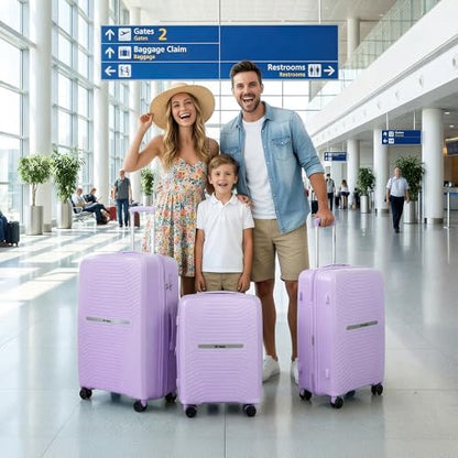 3-Piece Set(20/25/29in),Luggage w/TSA LOCK,Expandable 20% - color: Lavender, size: 3-Piece Set (20"/25"/29'')
