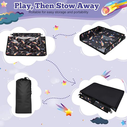 Airplane Tray Table Cover for Kids Organizer with Pockets Black - color: Black
