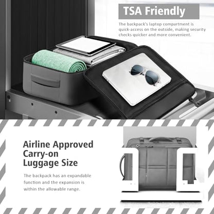 Travel Backpack for Men, 50L Expandable Large Carry On TSA Backpack, Grey - color: Grey
