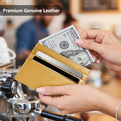M-Plateau Super Slim Genuine Leather Credit Card Wallet - color: Yellow