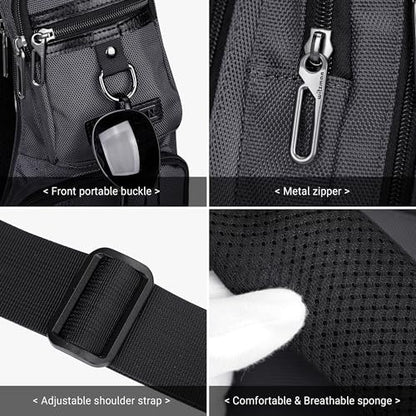 WITZMAN Slim Sling Bag for Men Crossbody Lightweight Chest Bag Casual - color: Silvery Grey