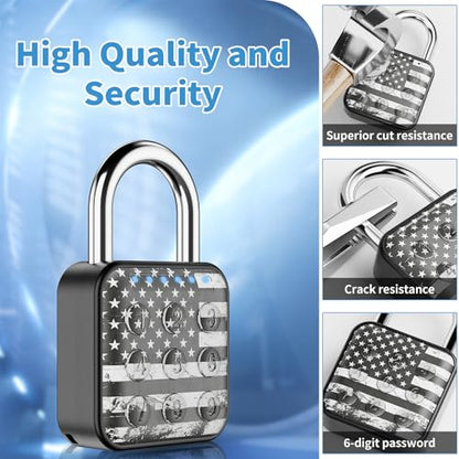 Locker Lock, 6-Digit Keypad Combination Lock for Gym Lockers - color: Black Tactical Flag, size: 1 Pack