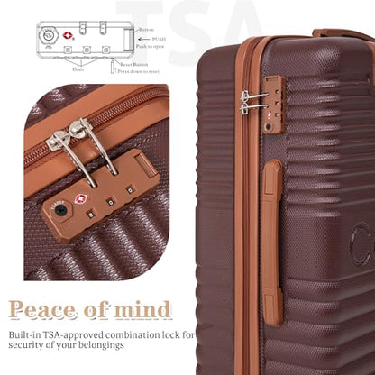 Cobens Luggage Sets 5 Piece, Suitcases with Wheels, 20"/24"/28",Burgundy - color: Red, size: 5 Piece Sets (20/24/28/DB/TB)