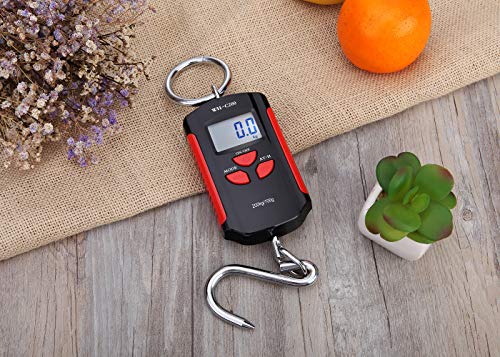 Klau Portable Mini Crane Scale,200 kg / 400 lb,Black and Red - color: Black and Red