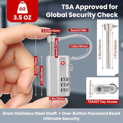 Professional Gun Case Lock TSA Approved – Heavy-Duty - color: Silver