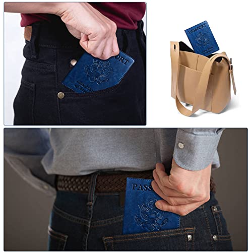 Passport Holder Wallet Cover Case RFID Blocking Slot Travel Accessories - color: Navy Blue