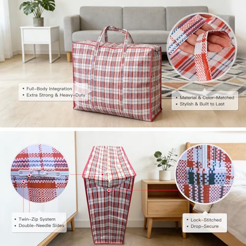 3 Pack 137L Large Moving Bags - Durable Zipper & Wrap-Around Handle - size: Large 3 Pack