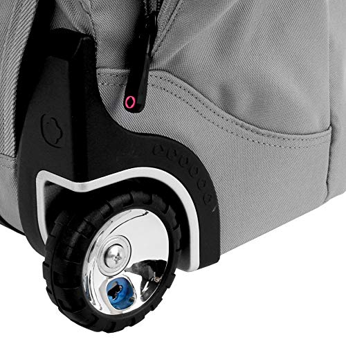 J World New York Lash Rolling Backpack. Laptop Bag With Wheels. Wheeled Carry-On Travel Luggage - color: Grey/Pink