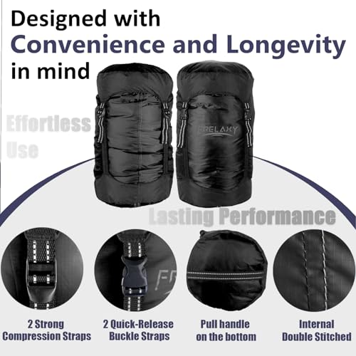 Frelaxy Compression Sack, 40% More Space! Sleeping Bag Stuff Sack - color: Black, size: XX-Large