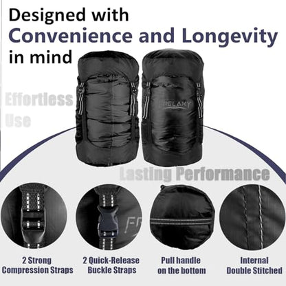 Frelaxy Compression Sack, 40% More Space! Sleeping Bag Stuff Sack - color: Black, size: XX-Large