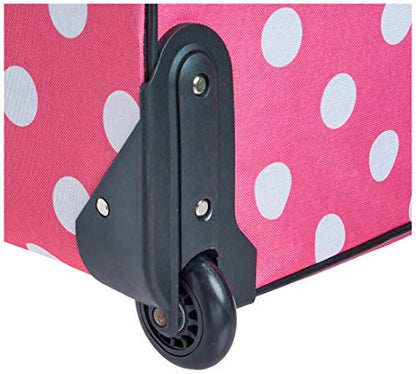 Rockland Vara Softside 3-Piece Upright Luggage Set, Expandable,Lightweight,Telescopic Handle,Wheel, Pink Dots, 20 inches,22 inches,28 inches - color: Pink Dot