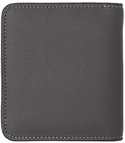 Toughergun Women’s Small Slim Leather Wallet with RFID Protection, Compact Bifold Mini Purse with Clear ID Window - color: 06 ReNapa Grey Deep