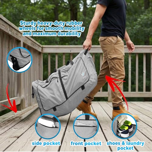 Bago Rolling Duffle Bag with Wheels - 27" 80L Foldable Weekender Bag, Waterproof Travel Duffel Bag, Heavy Duty Lightweight Duffle Bag for Traveling, Rolling Duffel Bag with Wheels (SnowGray2023) - color: SnowGray, size: 80L