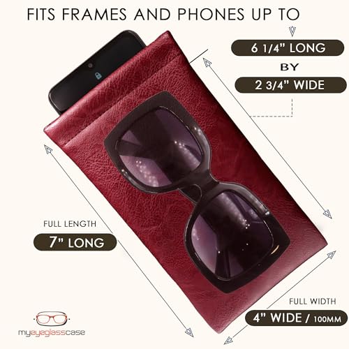 Soft Sunglasses case | Large Glasses Case Holder - Eyeglass Pouch Squeeze Top | Glasses pouch Lightweight Extra Layers - color: Burgundy