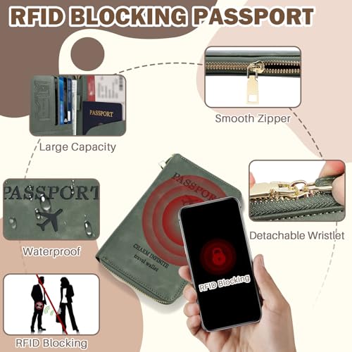 RFID Blocking Passport Wallet, Passport Holder for Travel, Brown - color: Leather-Brown