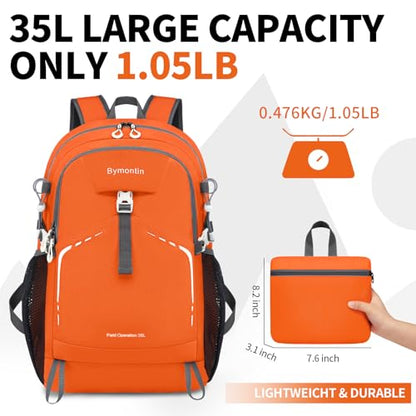Lightweight Foldable 35L Everyday Backpack, Packable Daypack (Orange) - color: 35l-orange