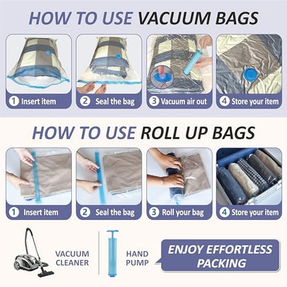 Vacuum Storage Bags with Hand Pump, Vacuum Seal Space Saver Bags,25 Combo - size: Combo