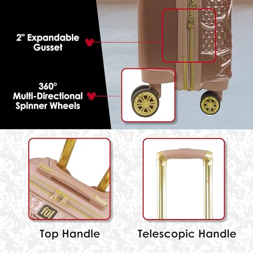 FUL Disney Mickey Mouse 2 Piece Rolling Luggage Set, Gold - color: Mickey Mouse - Rose Gold
