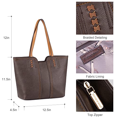 Montana West Tote Bag for Women Top Handle Satchel Purse - color: Dark Coffee