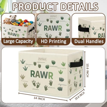 Dinosaur Nursery Dinotracks Rawr Storage Bins Box Collapsible Basket - color: Color39