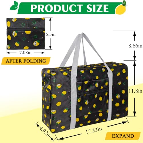 Travel Bag Carry on Duffel Bag Foldable Luggage Spirit Airlines Personal Item Bag Sports Gym Bags Weekender Overnight Bag Nylon Travel Duffel for Women (Lemon) - color: Black