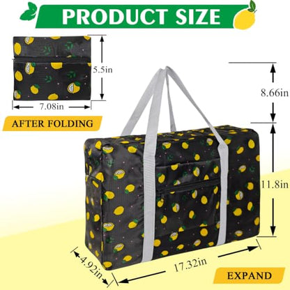 Travel Bag Carry on Duffel Bag Foldable Luggage Spirit Airlines Personal Item Bag Sports Gym Bags Weekender Overnight Bag Nylon Travel Duffel for Women (Lemon) - color: Black
