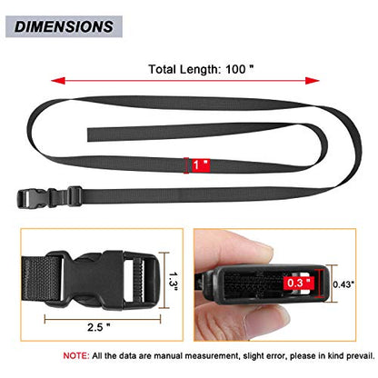 MAGARROW 24" 40" 60" 100" Strap Buckle Packing Straps Adjustable 1-Inch Belt - color: Black (4-Pack), size: 1" Wide - 100" Long