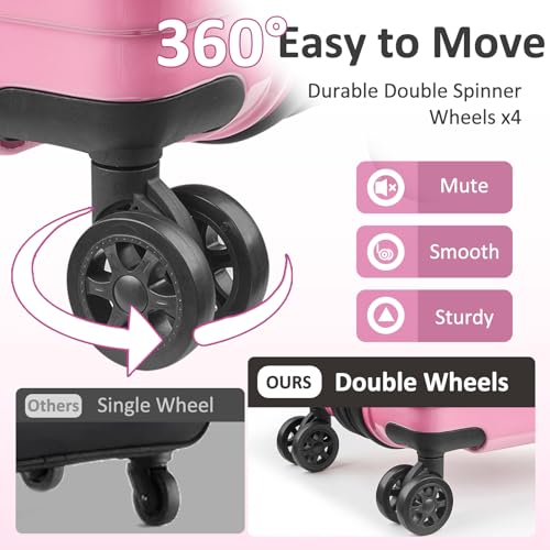 Checked 24inch Luggage with Spinner Wheels,Expandable - color: Cotton Candy, size: M (24 In)